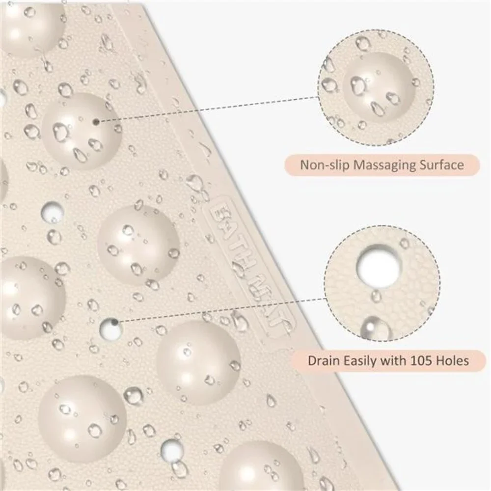 Non Slip Bathtub Shower Mat With Suction Cups Drain Holes Bathroom Safety Mat